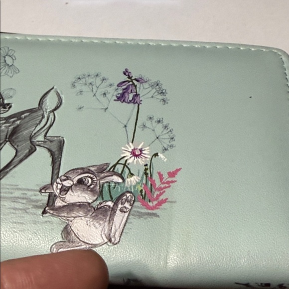 Disney Mint Green Bambi deer & Thumper rabbit bunny zipper Wallet - Picture 5 of 12